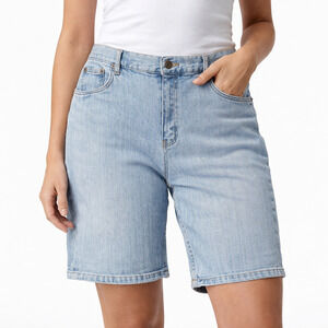 LRL Lauren Jeans Co Bermuda Shorts Womens 12 Denim Classic 9" Inseam Faded